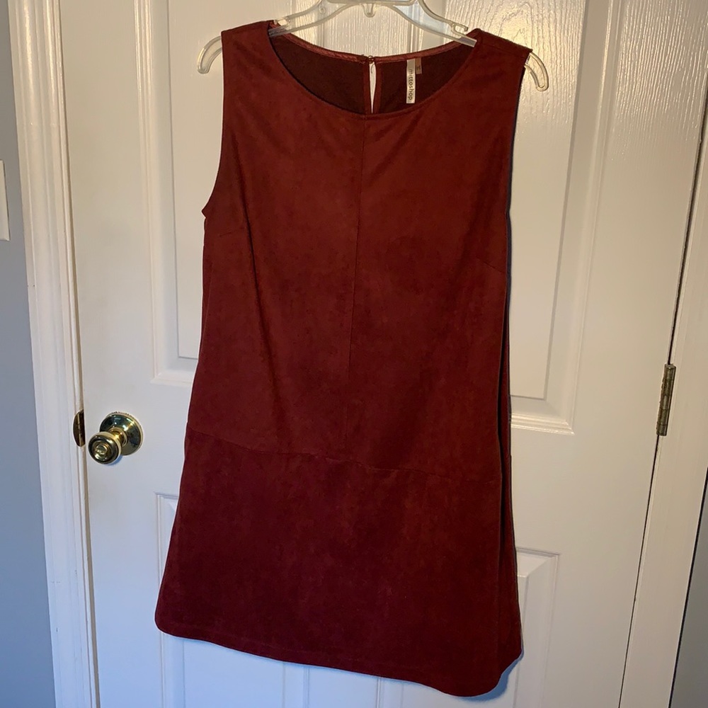 crimson red felt suede dress